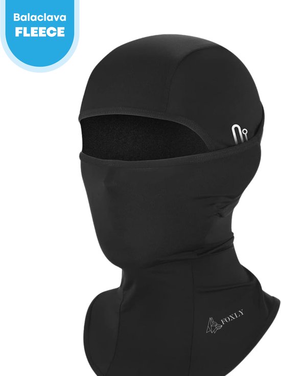FOXLY® Balaclava met nekwarmer - Balaclava - Gezichtsmasker - Motormasker - Nekwarmer - Zwart - One size - Bril
