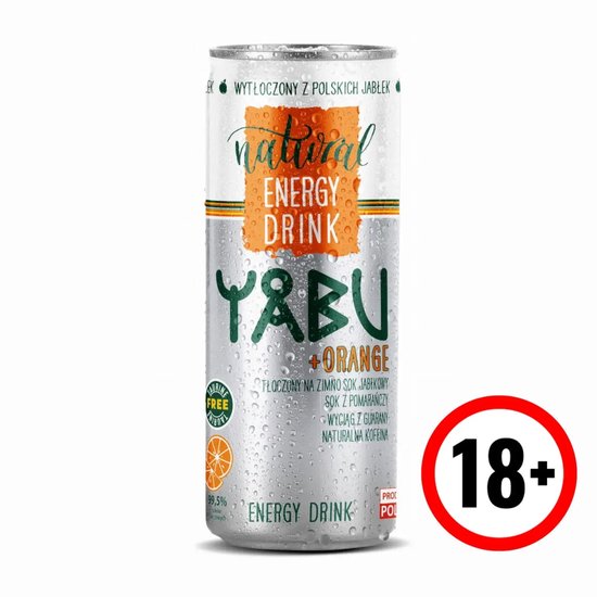YABU Natural – Energiedrank – Orange – Natuurlijk – Guarana – 250 ml