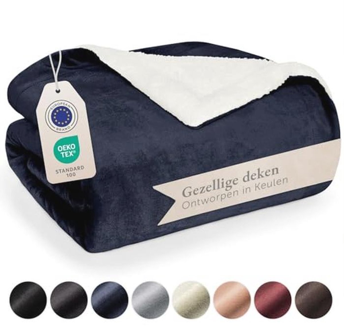 Zachte Sherpa Dekbeddeken - Hoogwaardige Fleece Deken voor Sofa en Bed, 230 x 270 cm, Diepzeeblauw