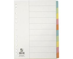 Q-CONNECT tabbladen | A4 | karton | 11-gaatsperforatie | 10 tabs | geassorteerde kleuren