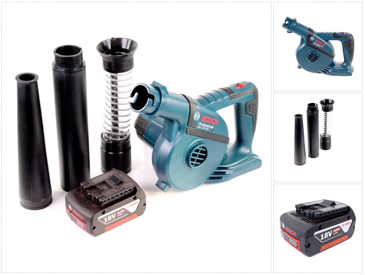 Bosch GBL 18 V-120 accubladblazer Bladblazer met 1 x Bosch GBA 18 V 5,0 Ah accu