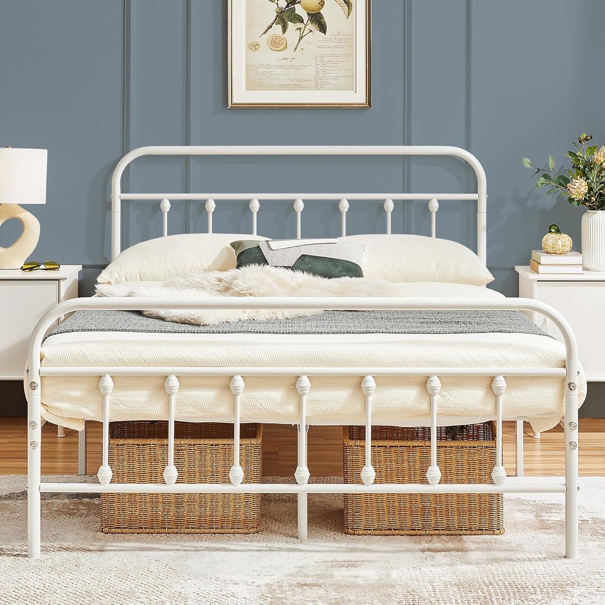 Vintage Metal Bedframe 140x200 cm - 140x200 cm - Wit - 140x200 cm – Stabiel Metalen - Medahomestore