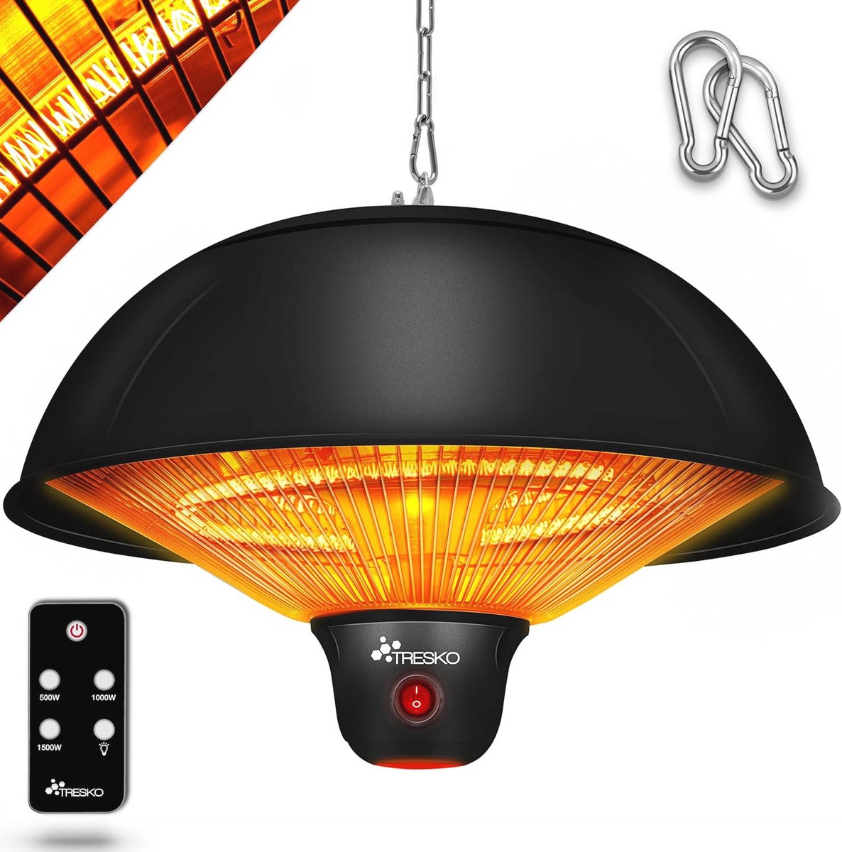 Plafondwarmtestraler 1500 W met afstandsbediening