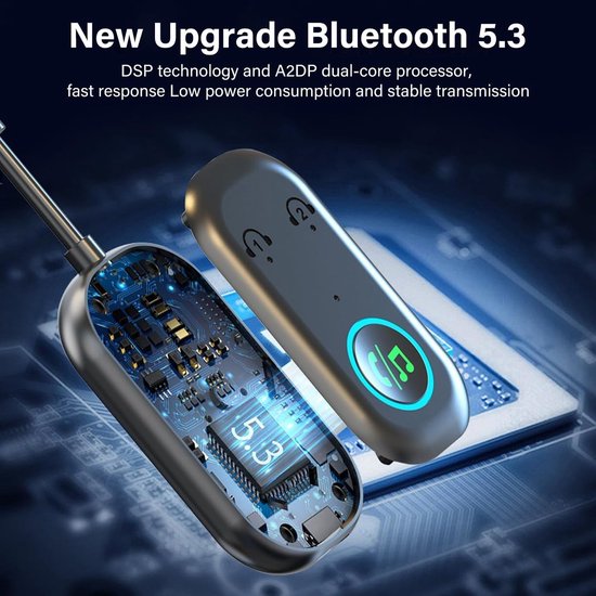 Bluetooth-zender en -ontvanger, 2-in-1 Bluetooth-adapterzender, geschikt voor vliegtuigen, koptelefoons, tv's, reizen, luidsprekers, auto's, draadloze adapters, 3,5 mm aux-aansluiting, dubbele verbinding (1) van Merkloos — afbeelding 3