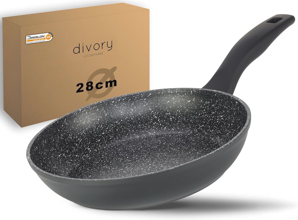 Antiaanbak Koekenpan 28 cm Ideale Universele Pan voor Inductie en Alle Fornuizen Afneembare Handgreep Vaatwasserbestendig