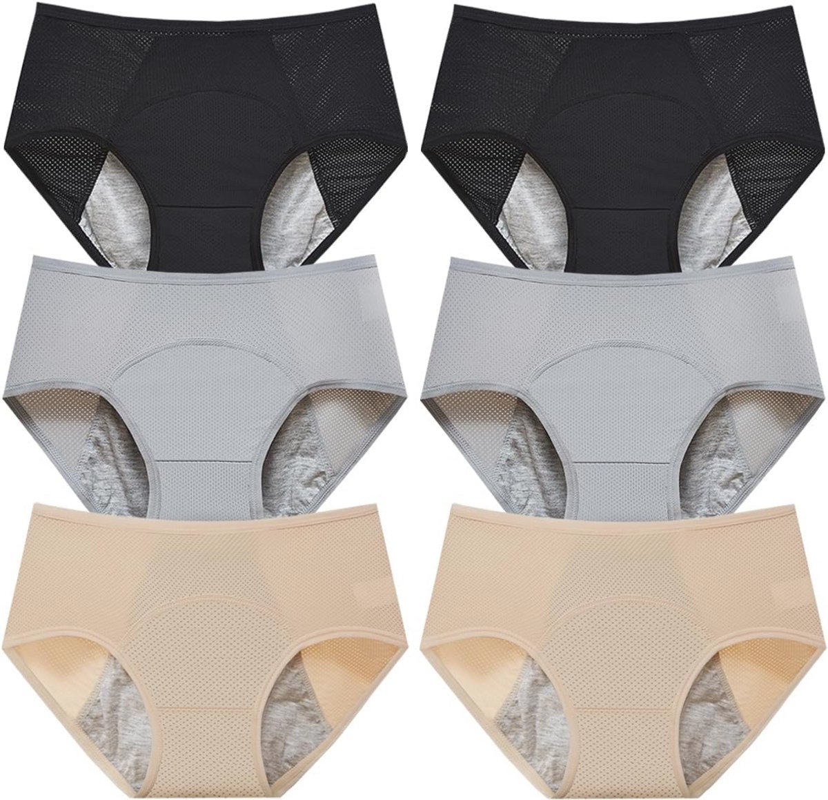 Plus Size menstruatie slipje ademend waterdicht middelhoge taille - 6 stuks