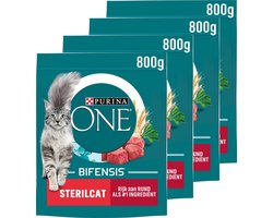 PURINA® ONE® Sterilcat - Kattenbrokjes - Rund & Tarwe - 4 x 800 g