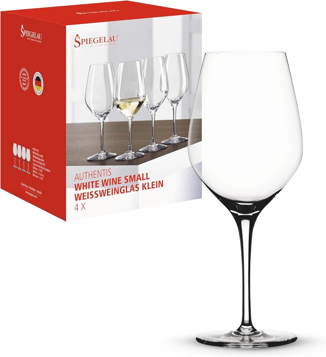 Elegante Witte Wijnglazen van Kristal - Set van 4, 360 ml, Vaatwasserbestendig