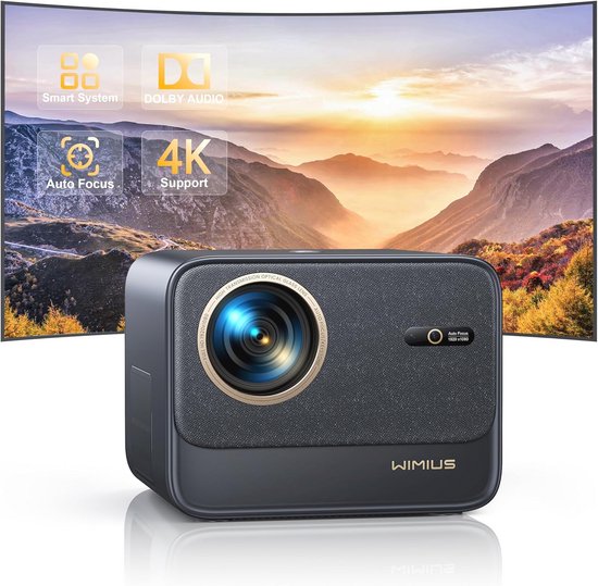 Projector[Auto Focus/Keystone & 360° Rotatie]Smart Draagbare Beamer met Android OS, 4K Ondersteuning,1080P Native,450 ANSI, WiFi 6 Bluetooth 5.2, Home Cinema Projector voor iOS/Android/PS5/USB/HDMI