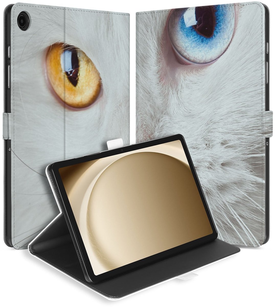 Witte Kat Tablet Hoesje met Standaard Samsung Galaxy Tab A11 Plus
