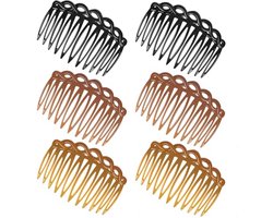 COMNICO 6 stuks Franse haarzijkammen, zijkammen, haarkam, accessoires voor vrouwen, decoratieve kam van kunststof, haarspelden met tanden voor bruidssluiers voor verschillende kapsels