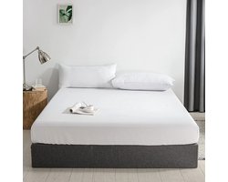 Good Nite Hoeslaken 160 x 200 cm, wit, polyester, 30 cm, extra diep zaklaken, hoeslaken, zacht en ademend, machinewasbaar