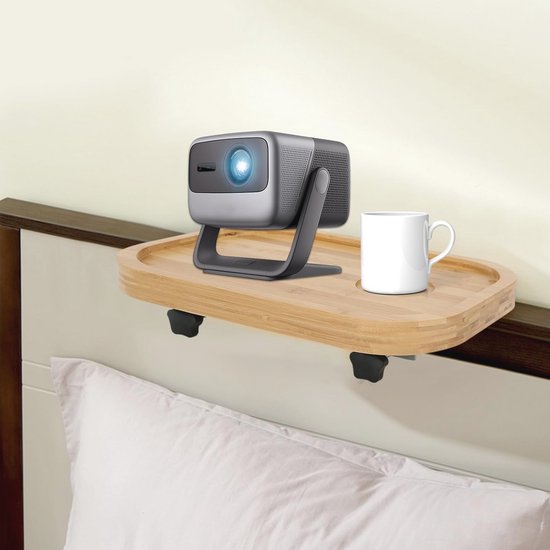 House Ur Home Bamboe nachtkastje plank voor bed, slaapzaal bed plank past op een laptop, boeken en drank, verwijderbare nachtkastje lade met USB-poorten om apparaten op te laden, veelzijdige stapelbed