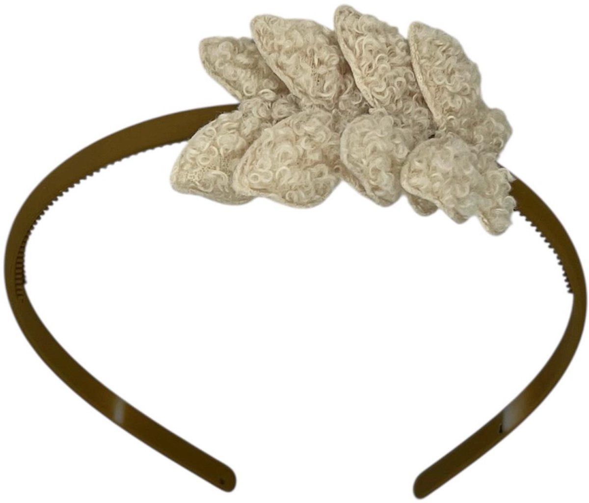 Diadeem met vlinders - khaki diadeem - teddy - beige