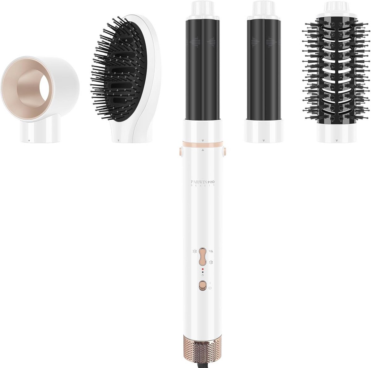 5-in-1 Haardroger en Warmluchtborstelset met Opzetstukken - Perfect voor Drogen, Stylen en Volume