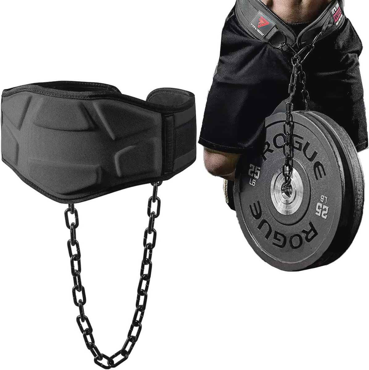 Verzwaarde dipriem met verstelbare ketting voor pull-ups en gewichtheffen
