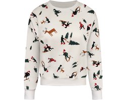 Foute Kersttrui Skiing Wintersport Ski Trui Kleding Wit - Dames - Maat S