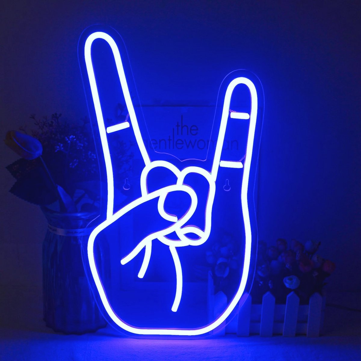 Rock Gesture Neonlicht USB Bediend - Blauw Decoratieve Neonlamp voor Thuis en Feesten