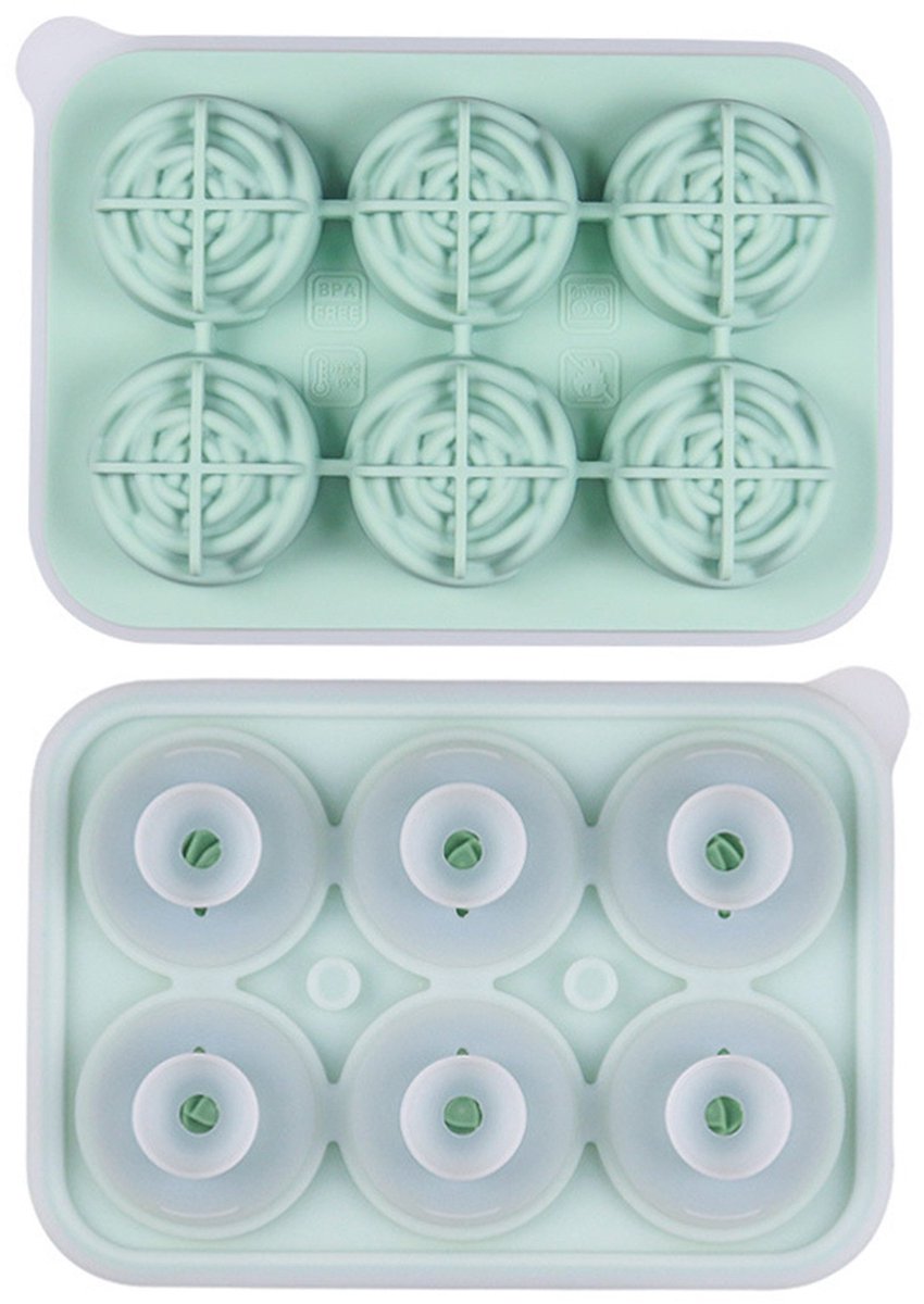 IJsvorm 3D Roos - 6 Grote IJsblokjes - Lekvrij Silicone met Sluiting & Kapje