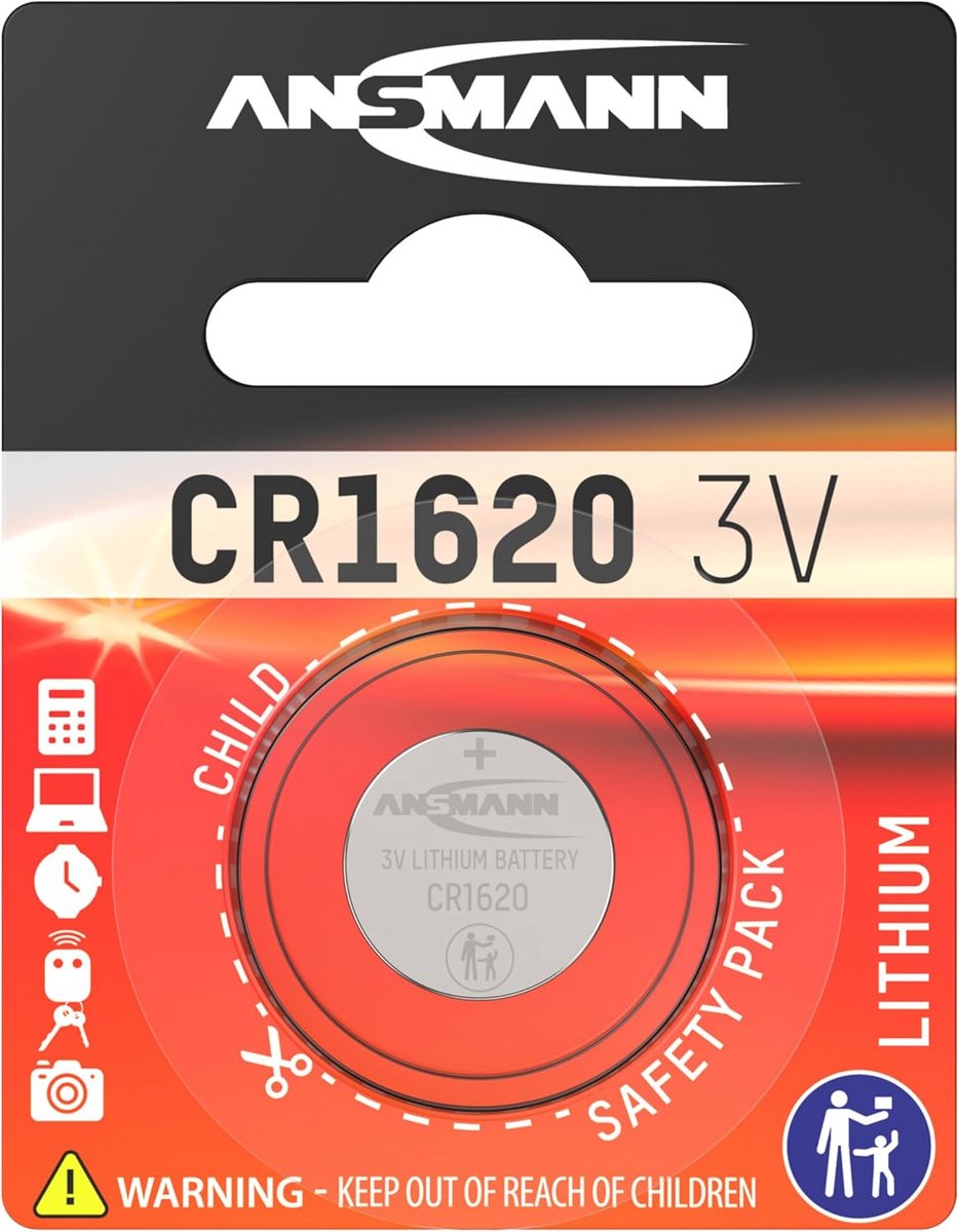 Knoopcelbatterij Lithium CR 1620 - 3V voor Diverse Toepassingen