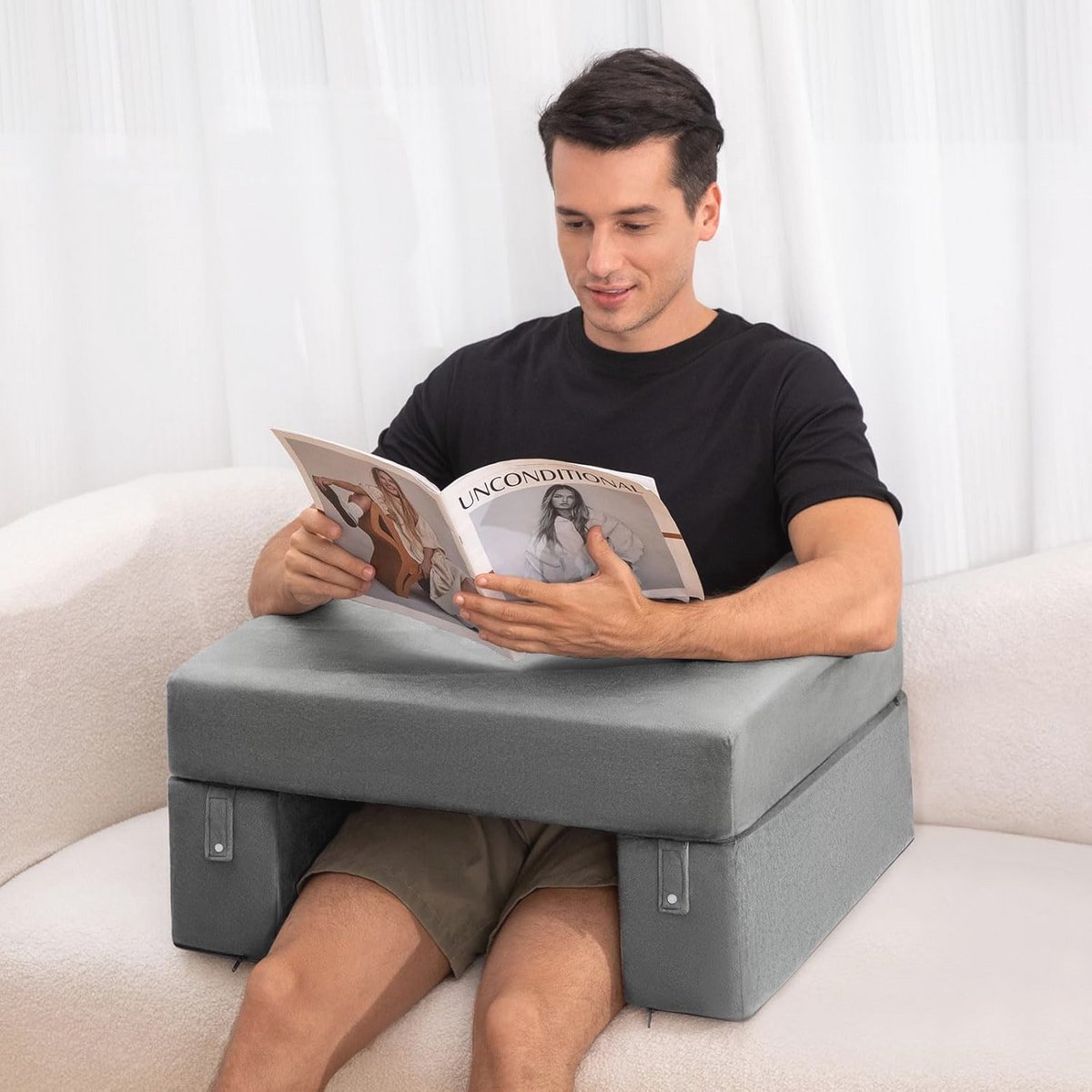 Leeskussen voor bed en bank - traagschuim rugkussen voor gaming en boeken