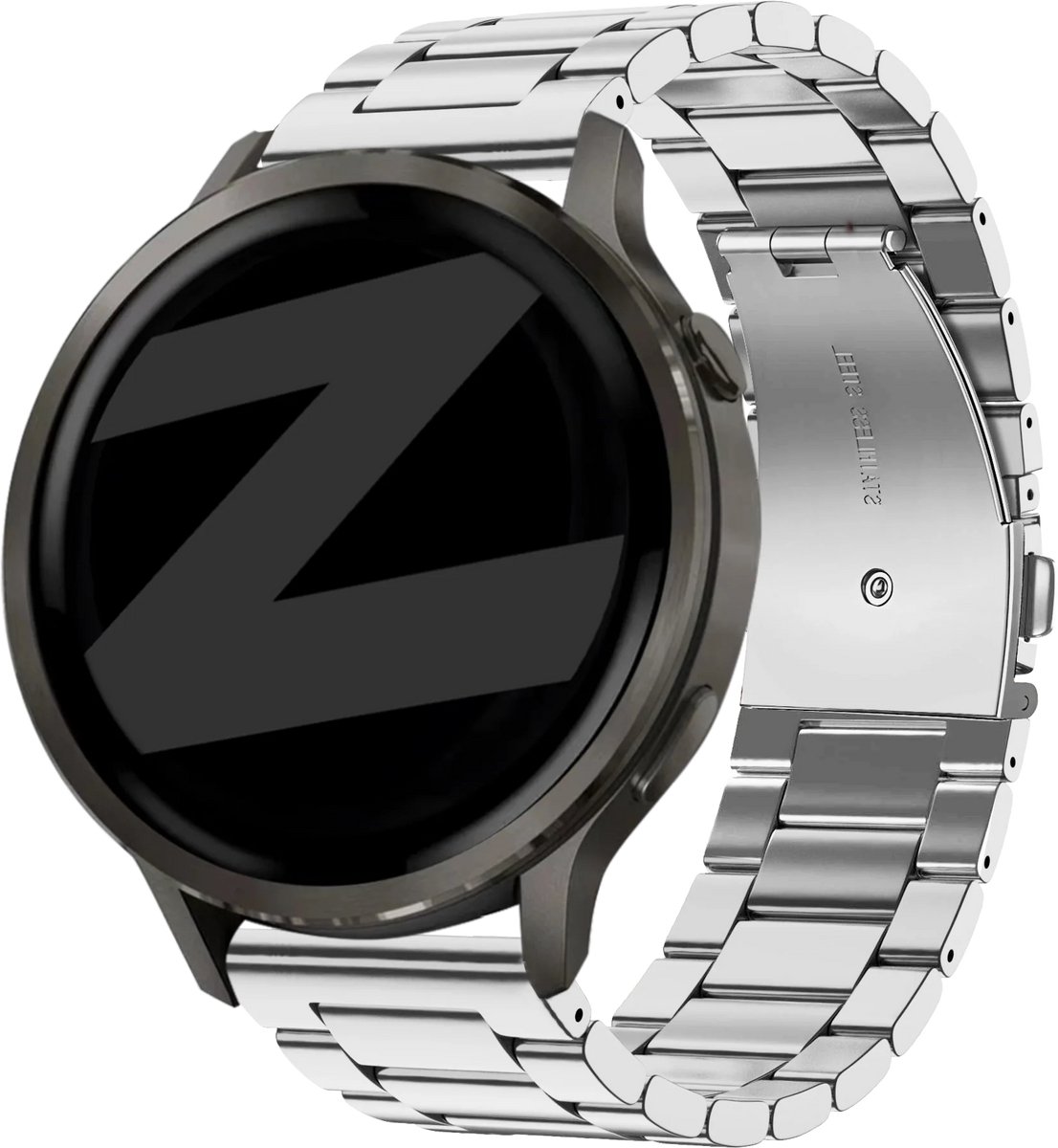 Bandz Stalen band 'Classic' (18mm) - Geschikt voor Garmin Vivoactive 4s / Vivomove 3s / Venu 2s / Venu 3s / Forerunner 255s / Forerunner 265s / Venu 4 - 41mm - Zilver