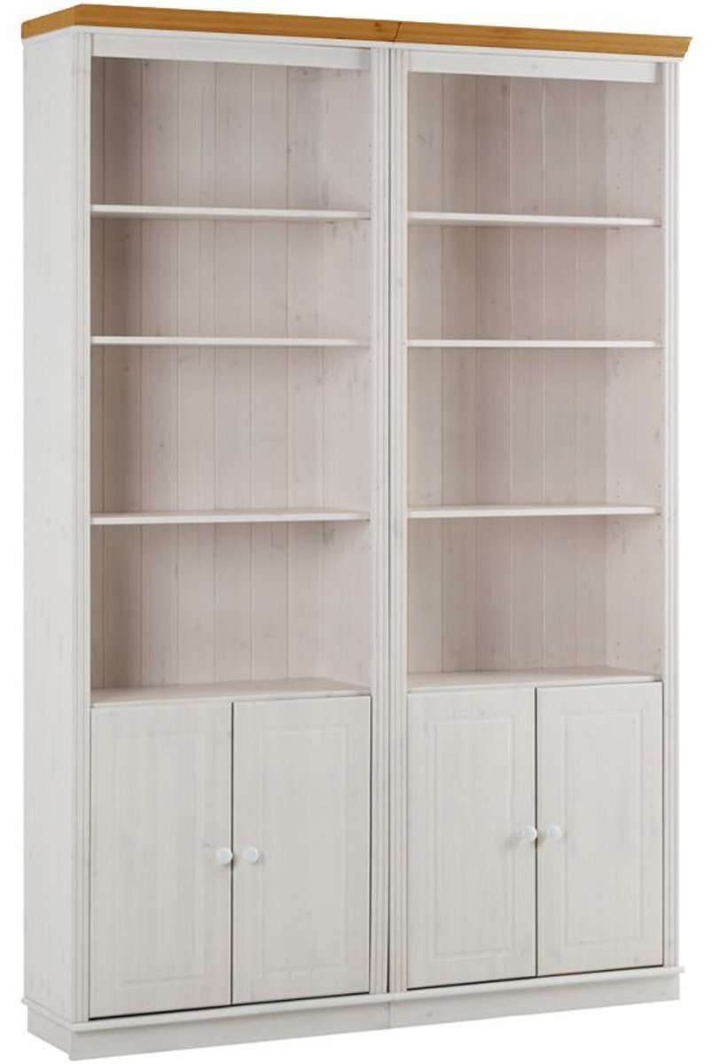 Notio Living Anita- Boekenkast in klassiek landhuisdesign van grenenhoutA WH Wit