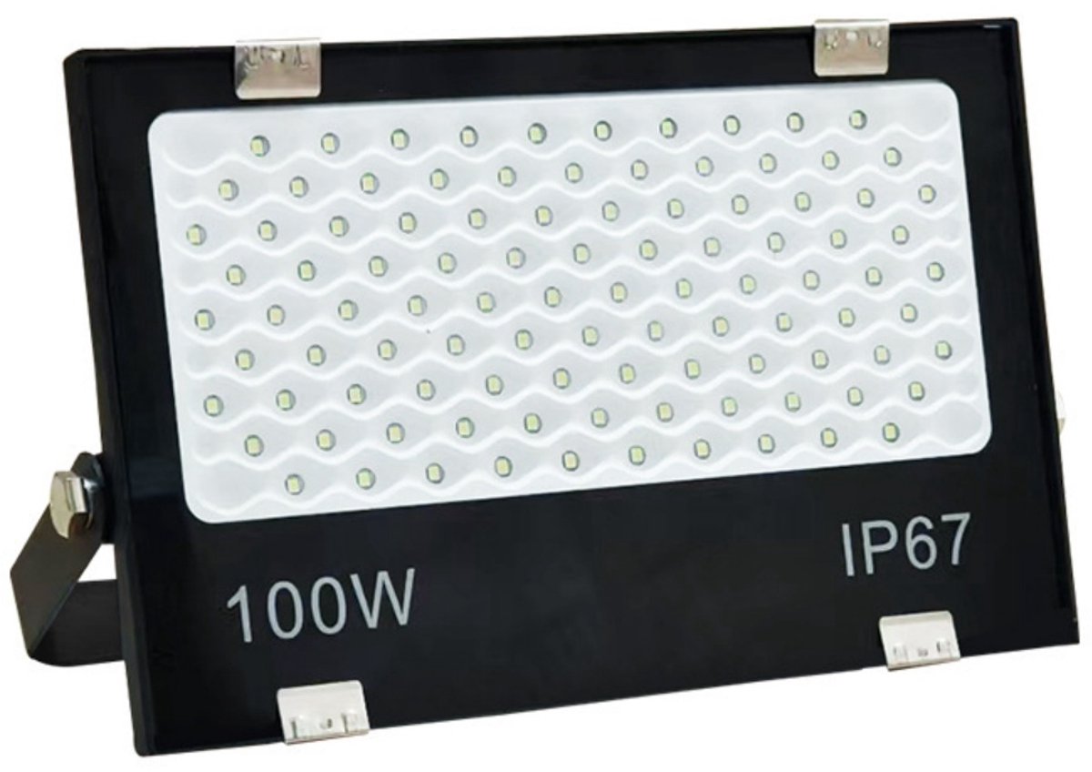 GELLDG LED-schijnwerper - 100W LED-beveiligingslamp voor buiten - IP67 waterdicht - 6500K daglichtwitte buitenspot - Geschikt voor tuin, terras, garage, magazijn, patio, reclamebord - Superhelder