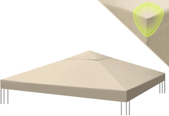 Vervangend dak voor paviljoen 3x3 meter zand antiek paviljoen waterdicht materiaal: Panama PCV Soft 370g/m² extra sterk model 3 (groen