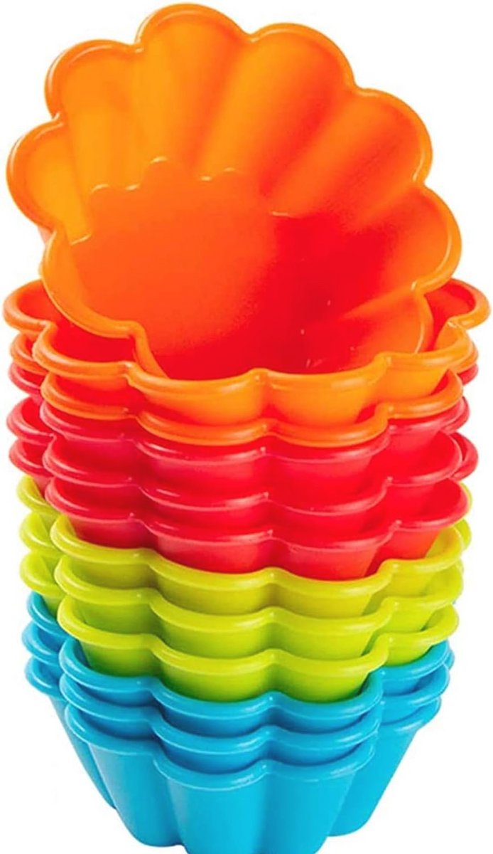 Mini Tartvormen 12 Stuks - Herbruikbare Siliconen Muffin & Cupcake Bakvormen