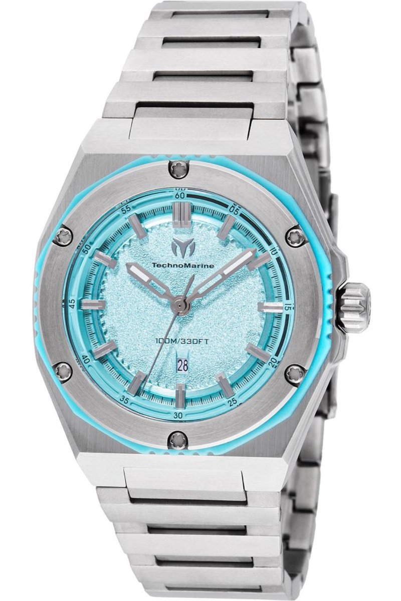 TechnoMarine CORAL TM-416079 Dames Horloge - Waterdicht - Analoog - Quartz Uurwerk - Roestvrij Staal met blauwe Wijzerplaat - 36mm