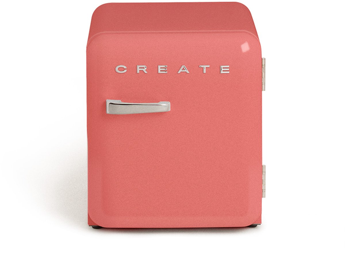 CREATE - Koelkast in retrostijl - Terracotta - Handvat Zilver - FRIDGE RETRO 48L