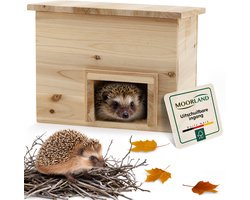 Moorland Houten Egelhuis met Inlooptunnel 20x20 cm – Compact FSC Houten Egelhuisje voor Buiten met Bodem & Uitschuifbare Ingang – Weerbestendig Egel Voederhuis voor Tuin Kant-en-Klaar – IH6