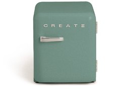 CREATE - Koelkast in retrostijl - Sage - Handvat Zilver - FRIDGE RETRO 48L