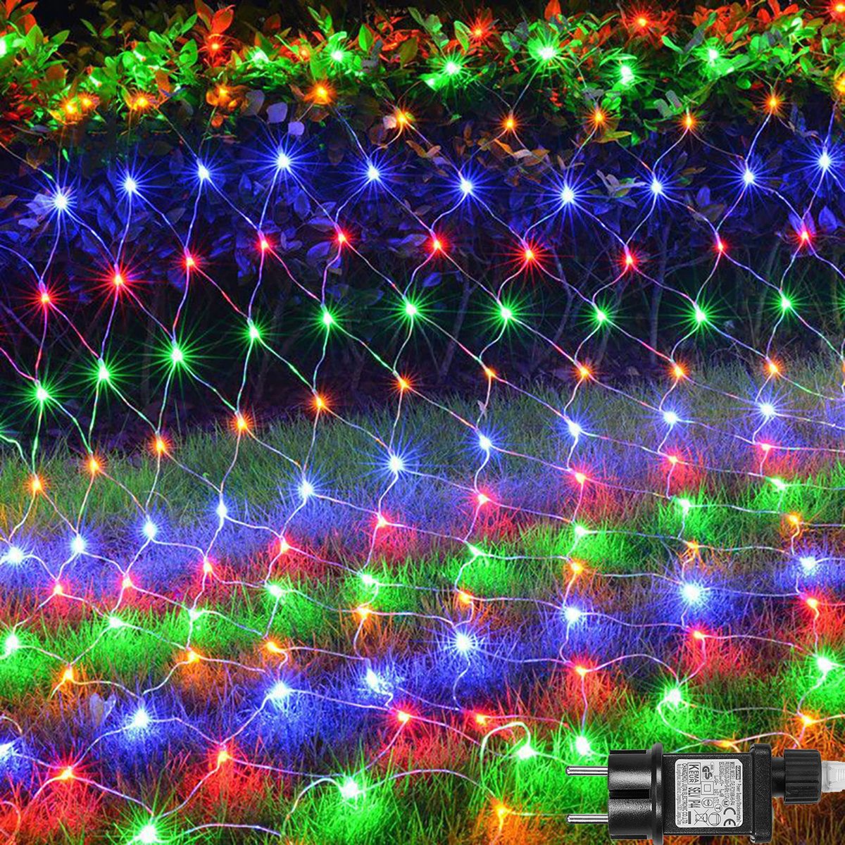 MUPOO Netverlichting Buiten Lichtnet IP44-lichtslinger Lichtnetten kleurrijk Licht-Net Lichtgordijn 2x2M 144LEDs - Geheugen- 8 modi- Boomverlichting -Kerstverlichting