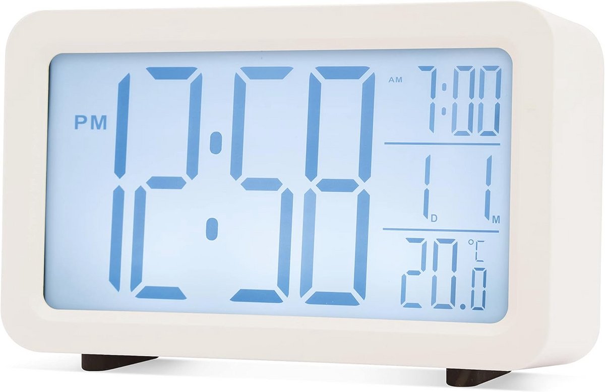 Moderne Digitale Wekker met Groot LCD-Display en Superbrite Verlichting