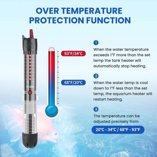 Calentador de acuario con pantalla LED, controlador de temperatura externo con 2