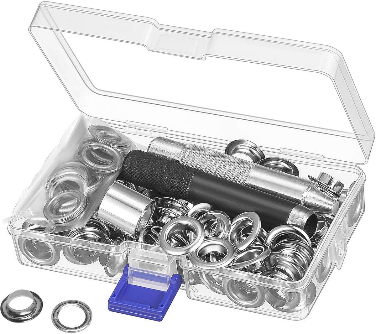 Gereedschapsset voor Grommets - 100 Sets Ringen voor Dekzeilen, Leer, Stof, Gordijnen en Zwembadafdekking