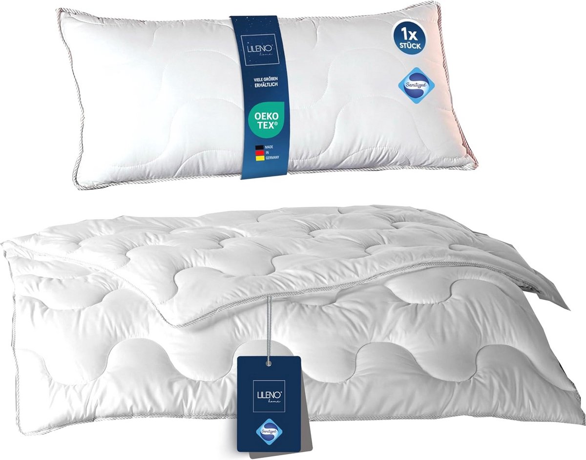 Vierseizoenen Dekbed 135 x 200 cm Set met Hoofdkussen - Antibacterieel en Kookvast