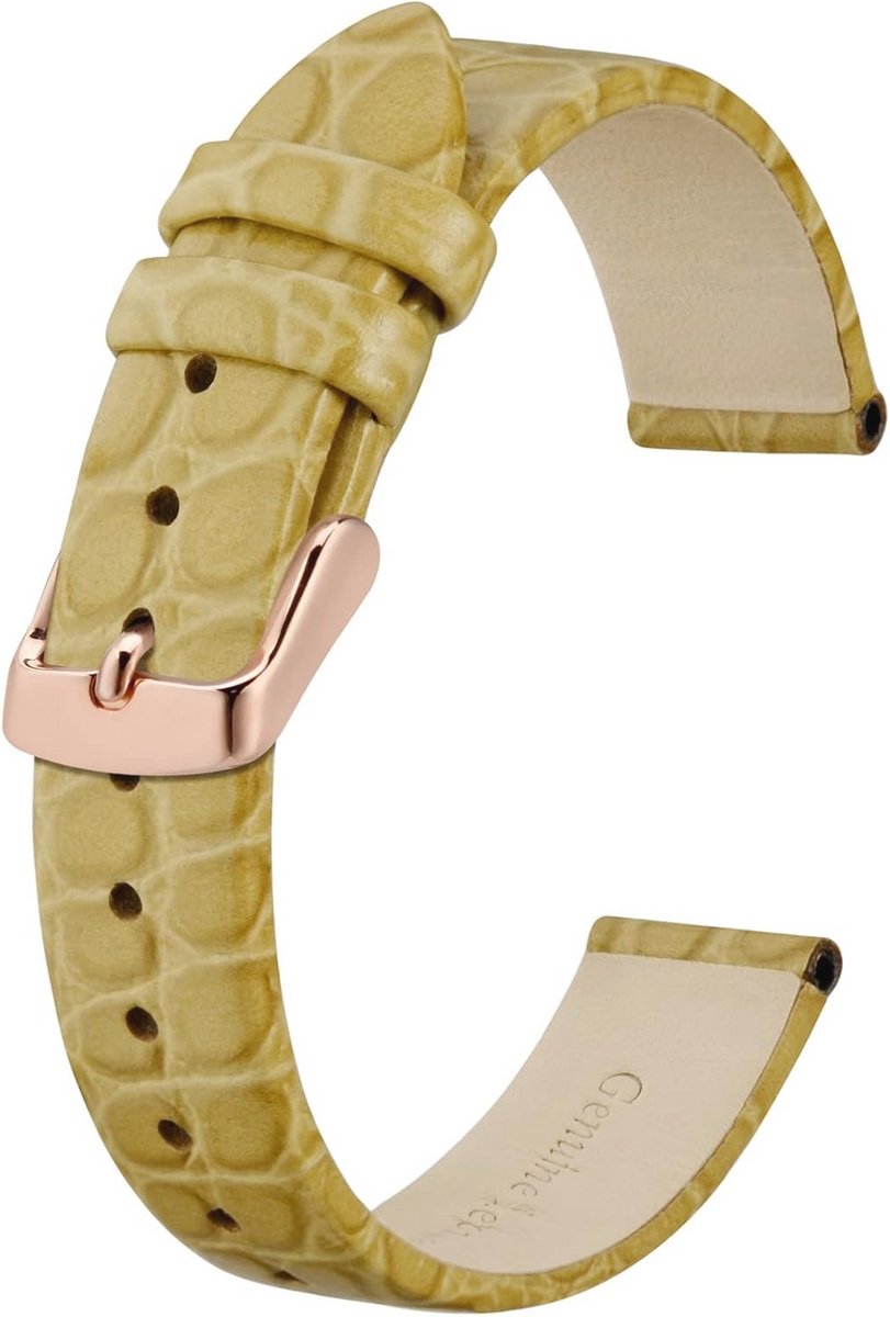 Dunne leren horlogebanden voor dames met krokodillenpatroon - 8 mm tot 20 mm breedte