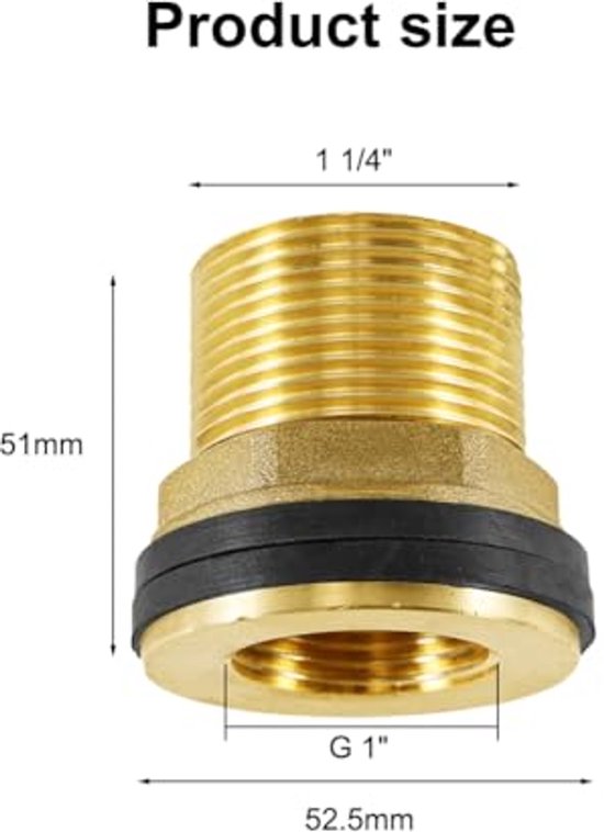 Pack of 2 Container Screw Connection, Brass Rain Barrel Feed, 1 1/4 ...