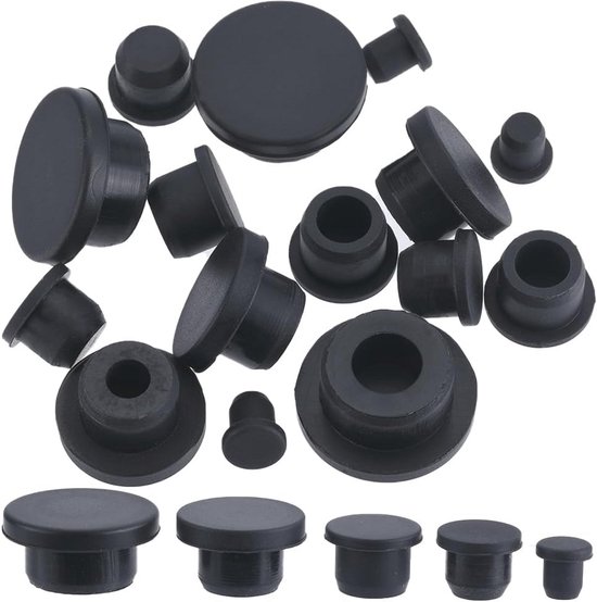 50 Stuks Silicone Rubber Stopper 5 Maten Zwart Rond Waterdicht voor Flessen en Buizen — afbeelding 5