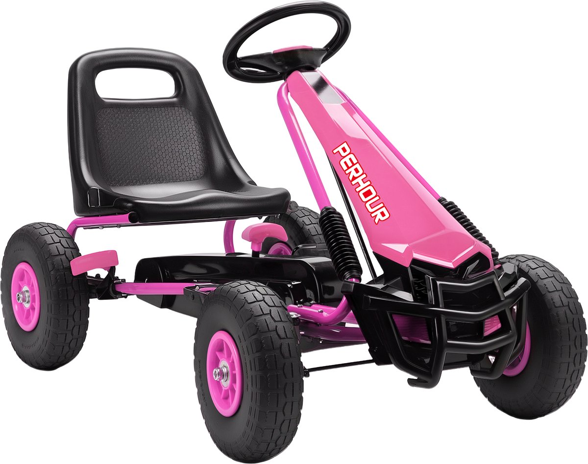 Aiyaplay Pedal Go Kart-Kunststof, Staal-110L x 61B x 62H cm-Roze