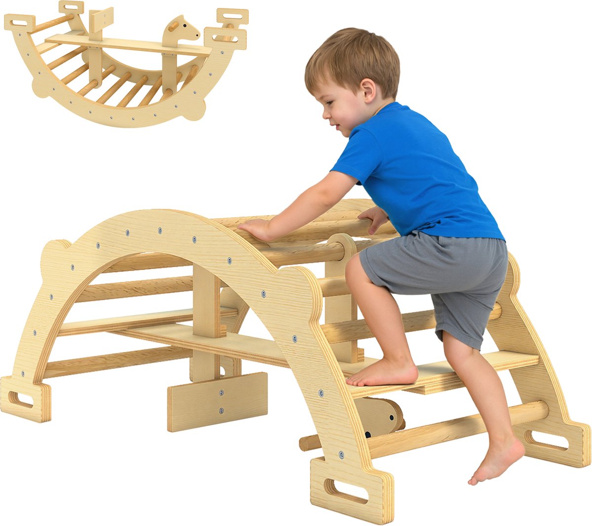 Aiyaplay kinderklimmer - klimrek - hout - 110x52x45 cm - natuurhout