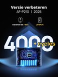 Een weergave van de interne batterijcellen van de AFERIY Haven2400, met vermelding van 4000+ cycli en 7 jaar garantie.