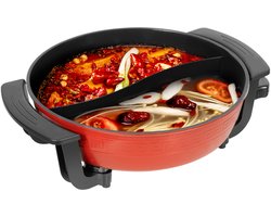 Elektrisch Hot Pot Met Deksel 1360W 220V 6L Chinese Fondue Dubbelzijdige Kookpan Voor 3-4 Personen