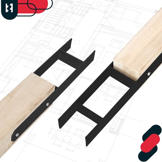 KOTARBAU® H Instortanker - Paalhouder in Beton Storten 160 x 600 mm 6 Stuks - Betonanker voor Houten Palen - Paaldrager Beton - Kolomvoet Beton - Gepoedercoat Staal — afbeelding 3