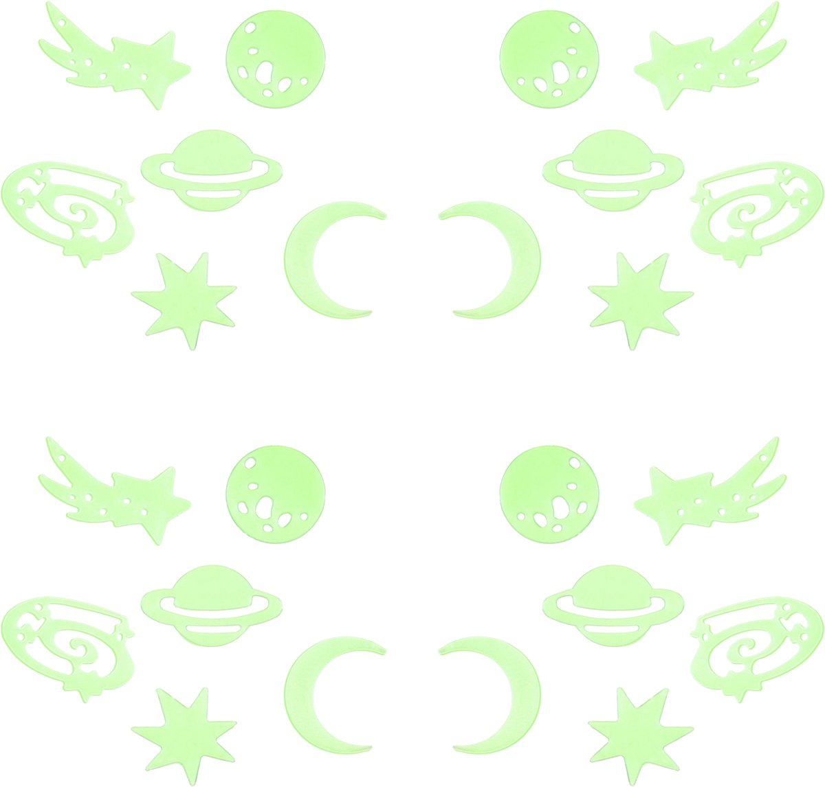 Home Deco Kids Glow in the dark Planeten - 48x stuks - groen - kunststof - kinderkamer - decoratie