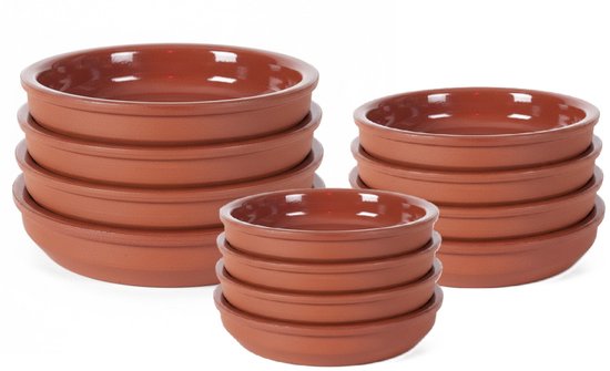 Foto: Tapas schaaltjes zaragossa 16 14 10 cm 12x stuks hapjes serveerschalen borden bakjes ovenschalen terracotta