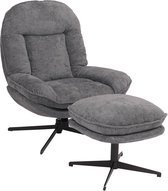 Relaxfauteuil met voetenbank MCW-P32, tv-fauteuil Nosag-vering, draaibaar Metaal Stof/textiel Chenille (370 g/m²) ~ grijs